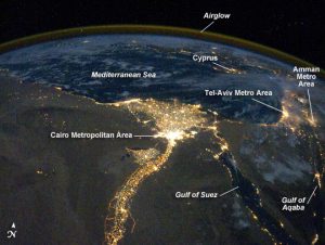 Egypt from space by night