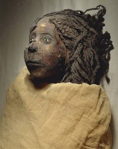 Mummy of Queen Nedjemet, wife of Herihor, face detail –