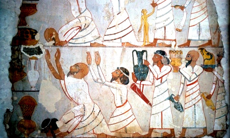 Theban_tomb_Nebamun (Asiatic tribute bearers - tomb of Sobekhotep 18th Hyksos