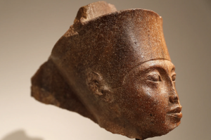 Head statue of God Amun Amen prognathism Red brown