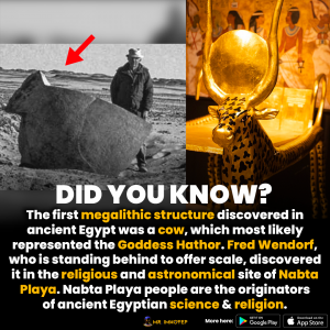 Nabta playa cow goddess Hathor Fred Wendorf statue stone desert origin religion science - mrimhotep.org